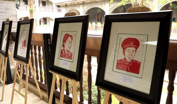 女红军纪念馆新添百位女红军肖像剪纸展品