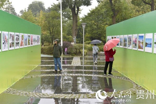 觀山湖區（金陽新區）建設二十周年成就攝影書畫作品展在觀山湖公園展出。郝涌智 攝