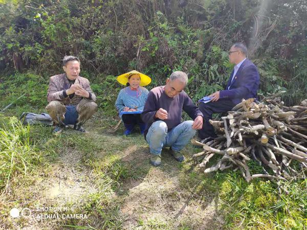 白岩村第一書記楊再富在田間與群眾交流