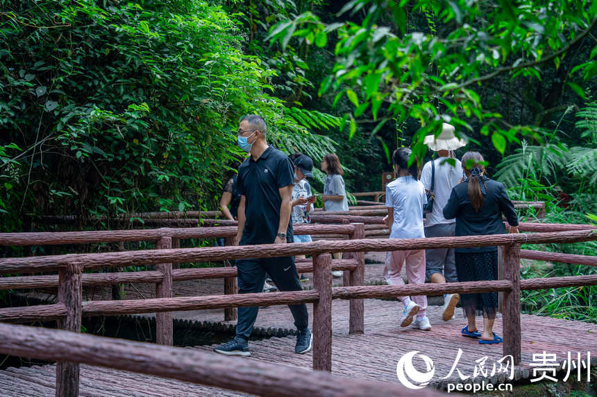 游客游覽“中國丹霞”赤水世界自然遺產佛光岩景區。人民網 涂敏攝
