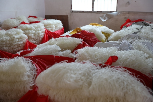 晒好的苞谷粉。