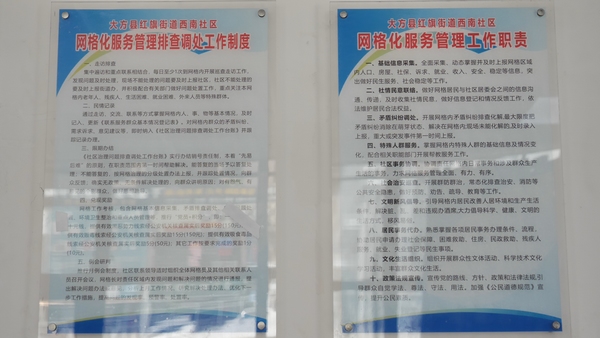 大方县红旗街道西南社区“十户联防”制度。