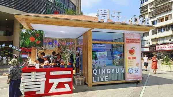 青云路步行街永乐艳红桃直销点。