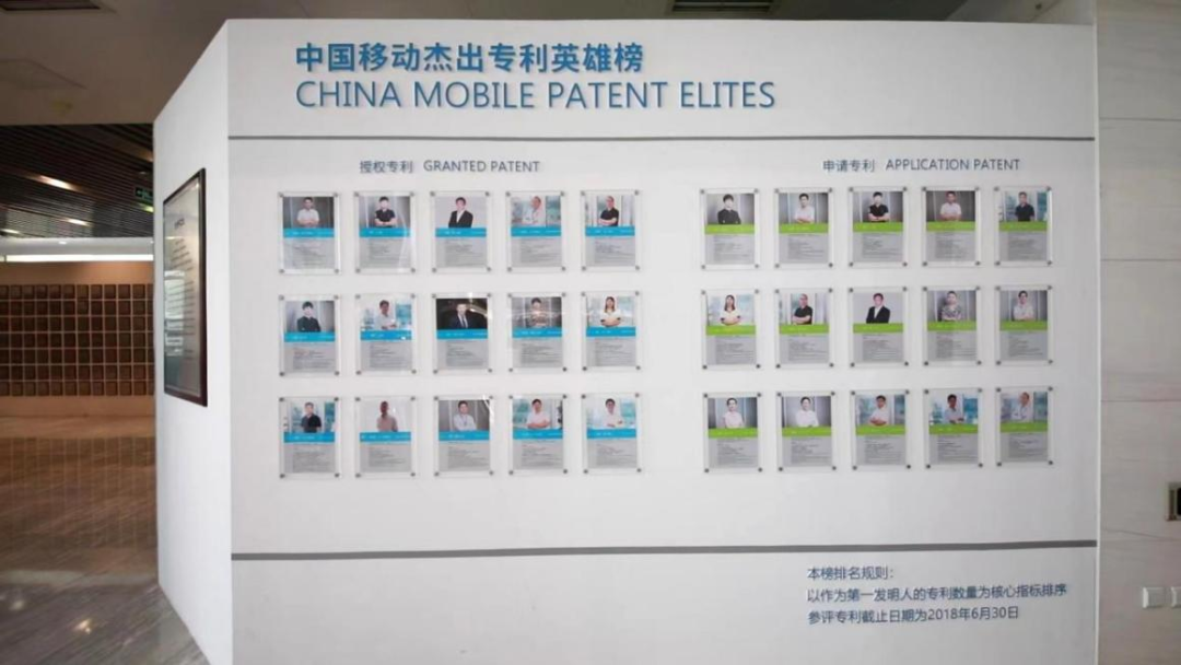 图为中国移动科技创新人才产出众多专利成果。
