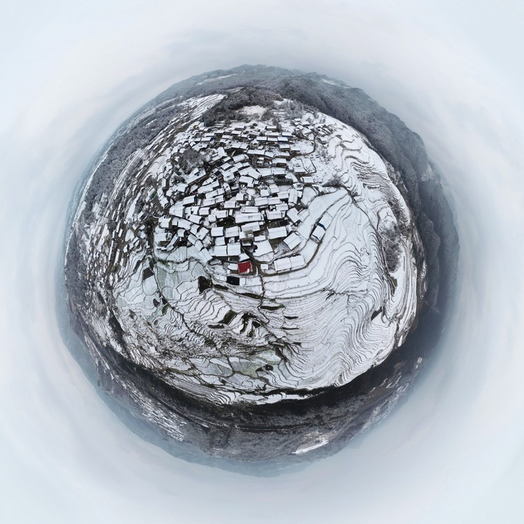 高要村雪后全景（无人机照片）。杨胜贤摄