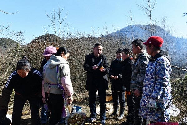 1月29日，在百里杜鹃管理区沙厂乡兴隆村拍摄的技术人员正在为村民讲解马铃薯种植技术（陈金贵摄）.jpg