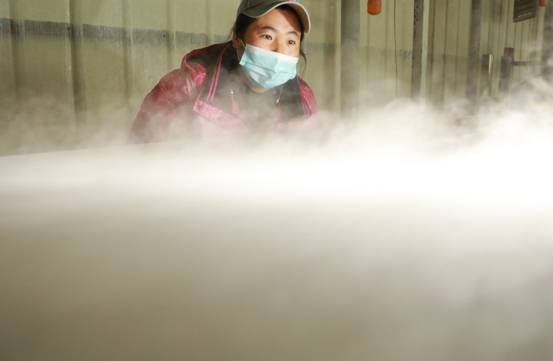 2月13日，贵州省海美斯科技有限公司生产工厂工人在监测瓷砖上釉情况。（周训贵 摄）.jpg
