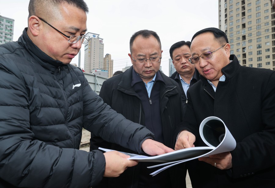 王启云调研辖区万达项目建设情况。郭然摄 (2)
