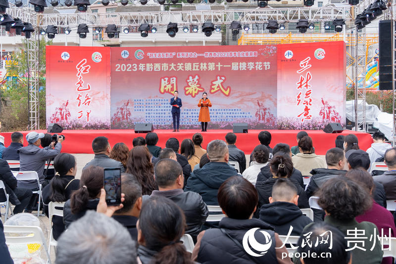 1+第十一届鸭池河桃李花节开幕式现场。人民网记者 涂敏摄