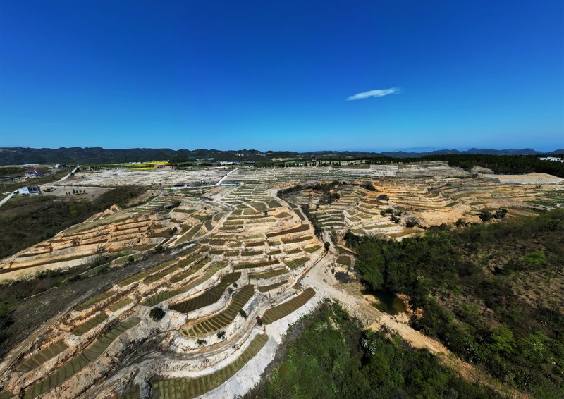 4月17日，贵州省大方县长石镇长青村海花种植基地航拍。何志刚摄