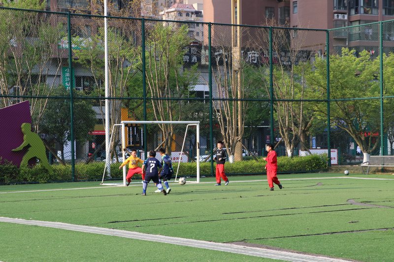南山公园孩子们在踢足球.李金苗（摄）.JPG