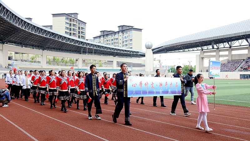 各乡（镇、街道）、各学校组成的运动员代表方阵。