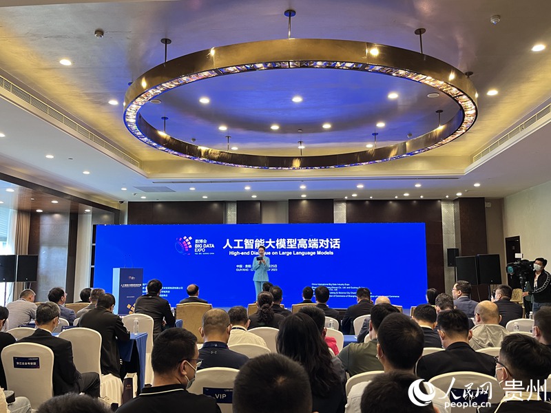 2023中国国际大数据产业博览会“人工智能大模型”高端对话活动现场。人民网 陈洁泉摄。