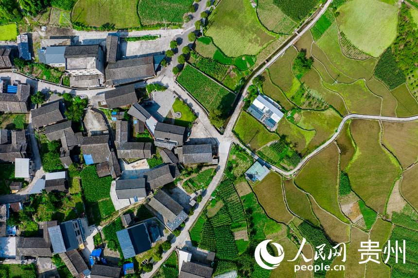 江口至梵净山环线公路旁的村庄。人民网记者 涂敏摄