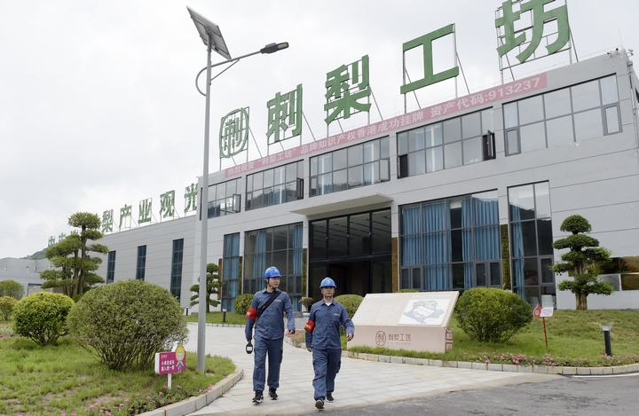 南方电网贵州六盘水盘州供电局工作人员到中志浩集团刺梨工坊对供电设备开展安全检查。刘菲菲摄