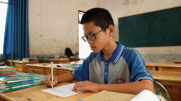 播州区三合中学学生宋成畅给彭老师写感谢信。