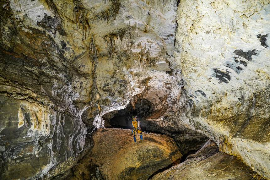 專家在雙河洞內進行科學考察。貴州省山地資源研究所供圖