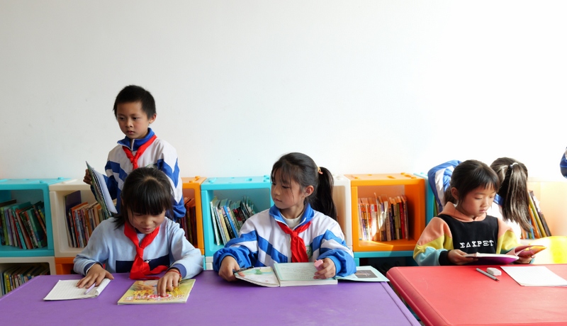 新窯鎮樊家田小學學生正在閱讀。