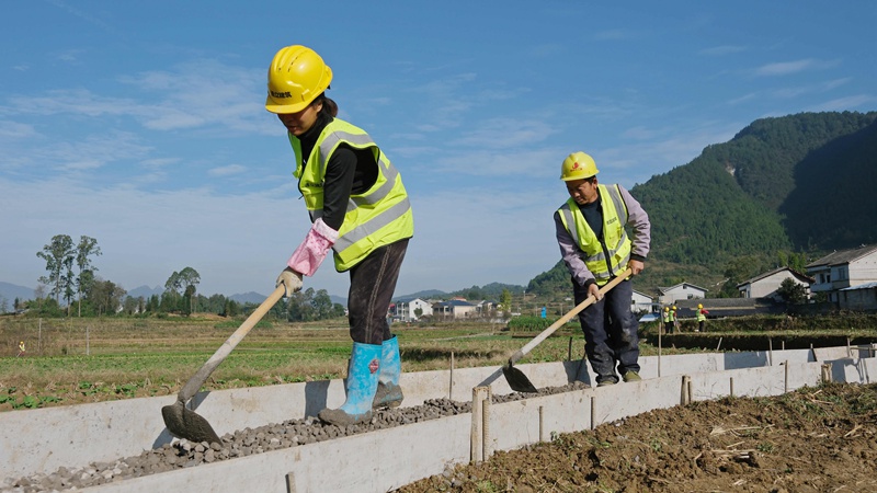 農田建設中。