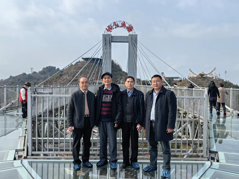 部分副县级以上老干部在仙人街景区的悬挑玻璃长廊——仙人出海。谭文斌摄
