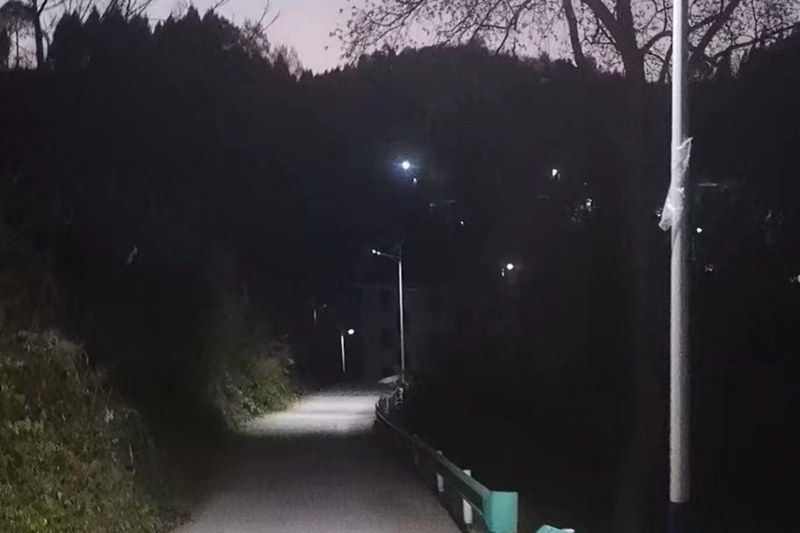 夜间亮起来的路灯。