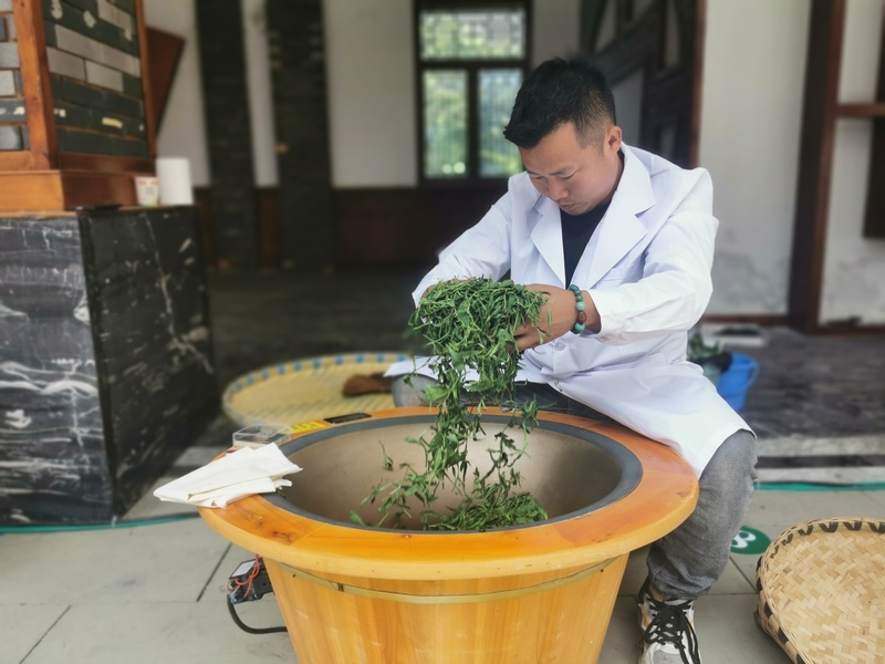 手工制茶选拔赛现场。金莎摄