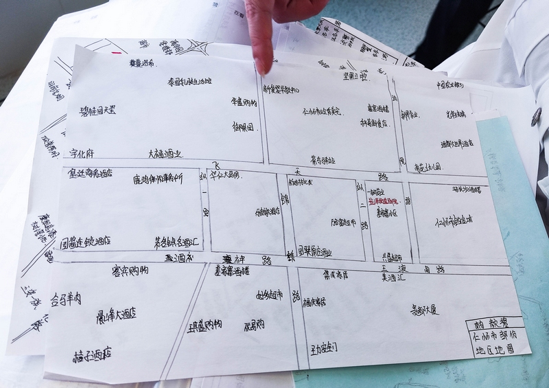 调度员手绘的区域地图。石丽丹摄