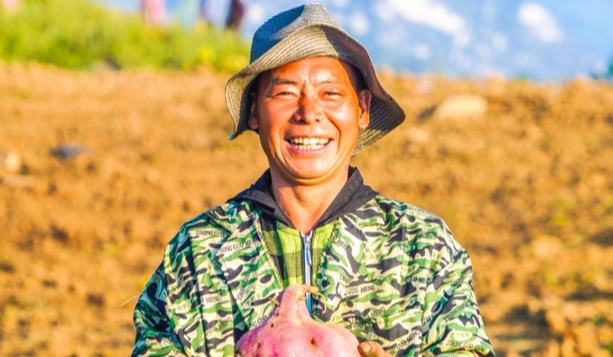 沿河：订单红薯迎来丰收好“钱”景眼下，正值红薯收获季节，走进沿河自治县田闯家庭农场红薯种植基地，只见红薯收获机在田地里来回穿梭，一个个红薯从泥土中翻滚而出，个个体态饱满，色泽鲜亮，村民们三五成群，忙着给刚出土的红薯去泥、分拣、装袋……不一会儿，一袋袋红薯伫立在田地里，一派丰收景象。