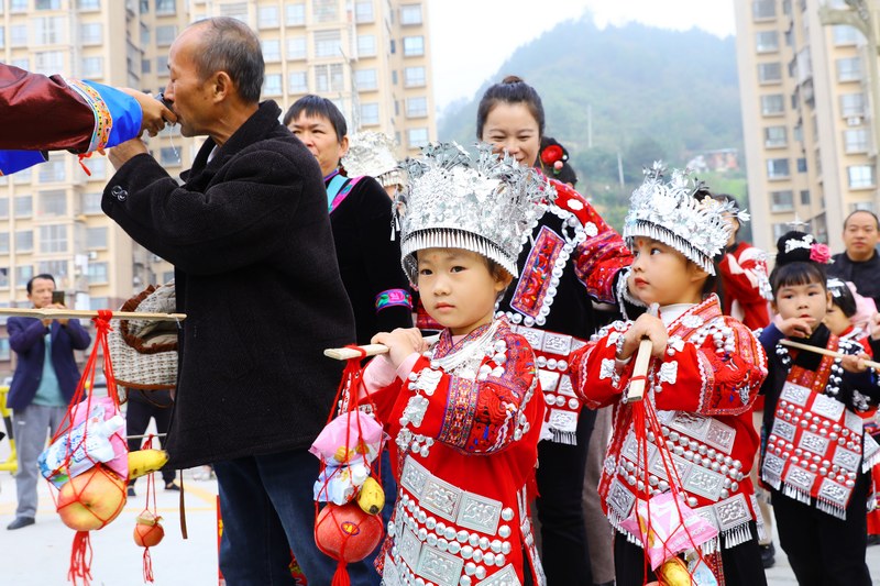 剑河县城关第四幼儿园苗年活动现场。