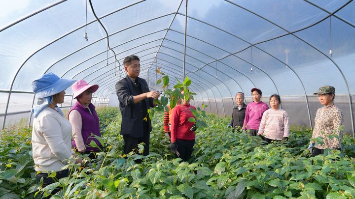 基地負責人趙總對工人講解。