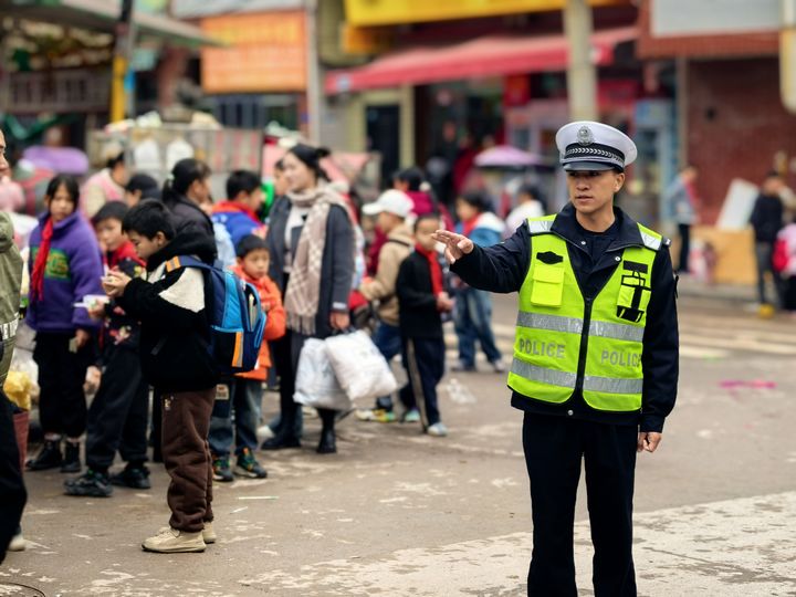 交警指挥交通。