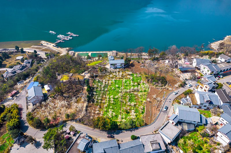 乌江上游贵州省毕节市黔西市境内的六冲河段春景（无人机照片）。