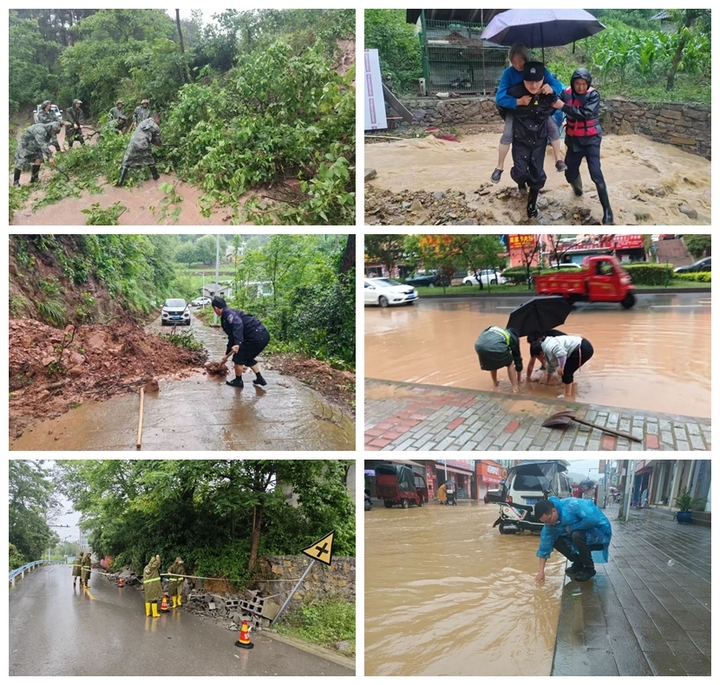 各乡（镇、街道）党员干部冒雨巡查地质灾害隐患点、道路垮塌地段等危险区域，组织群众转移安置。.jpg