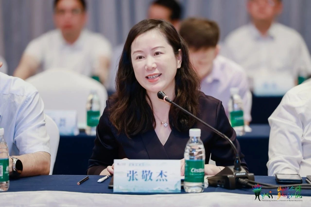 张敬杰在贵州省文旅产业粤港澳大湾区（深圳）招商洽谈会上做介绍。