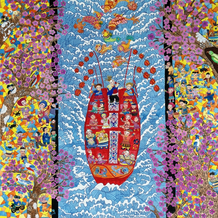 紅船逐夢新時代·繁花簇擁幸福瀾。王怡丹、饒宗偉作.jpg