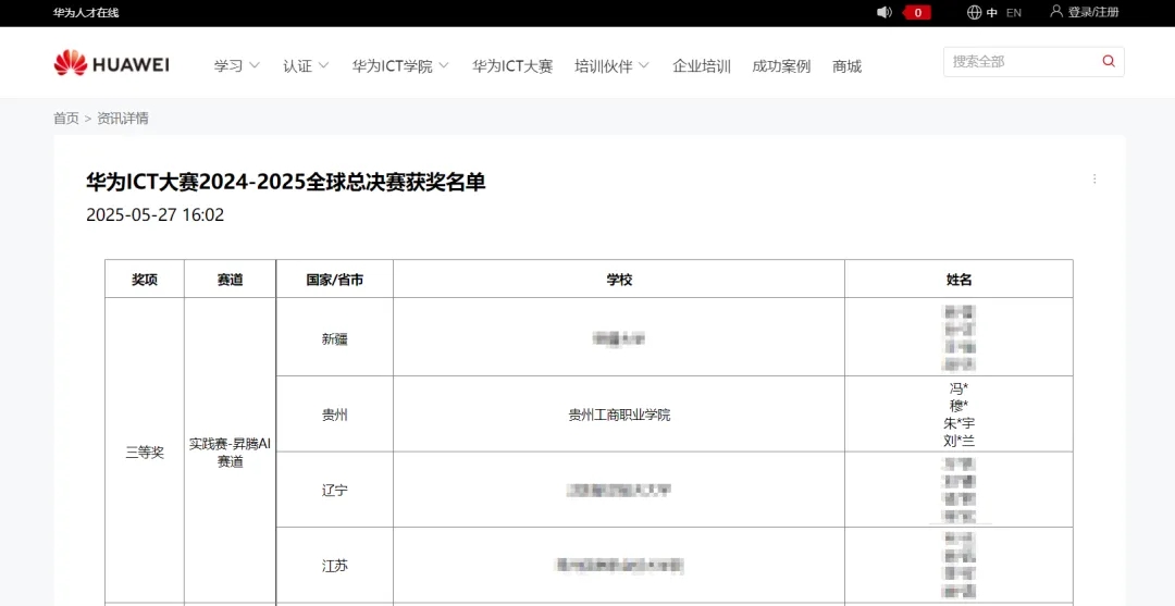 获奖名单。