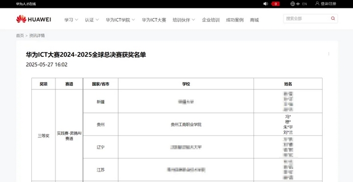 获奖名单。