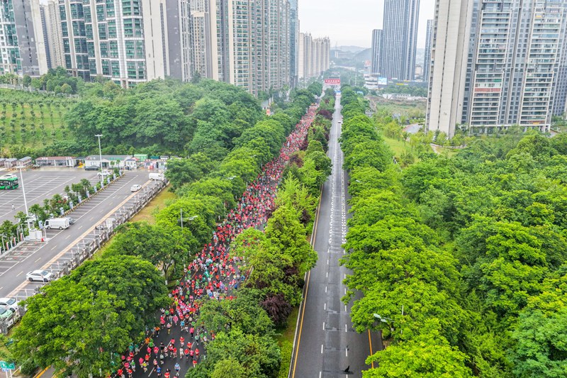 参赛者穿梭在城市绿道中。图片由主办方提供