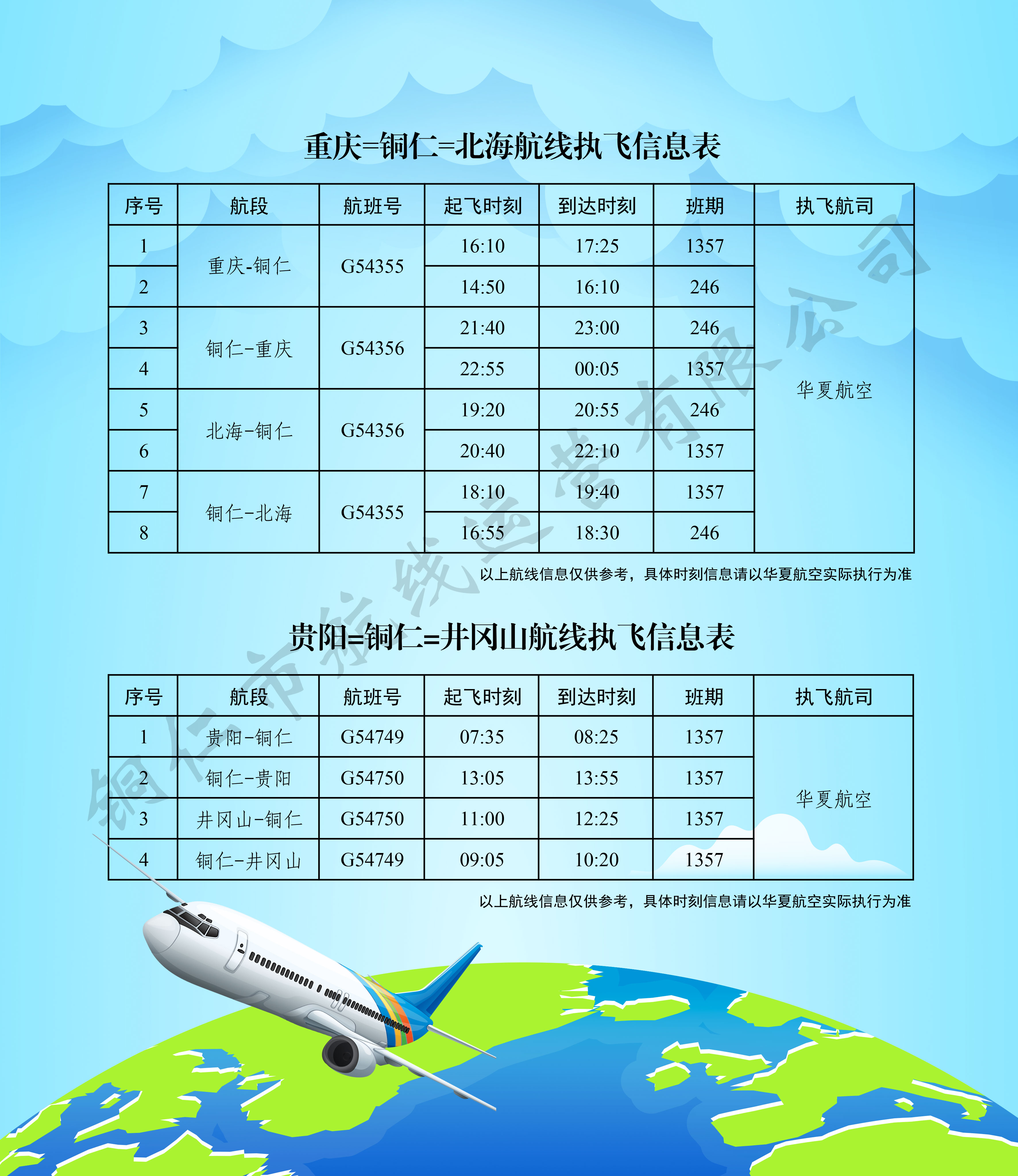 铜仁机场航班信息。
