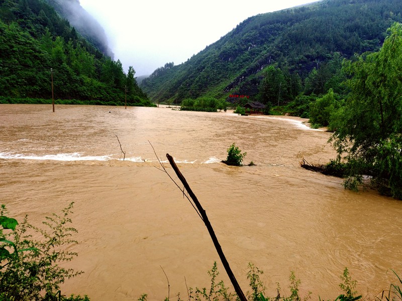 穩坪鎮楓香村遭強降雨引發洪災。