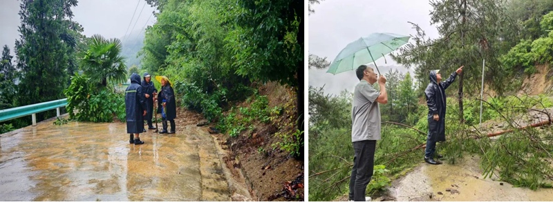 黨員干部帶領村民清理路障。