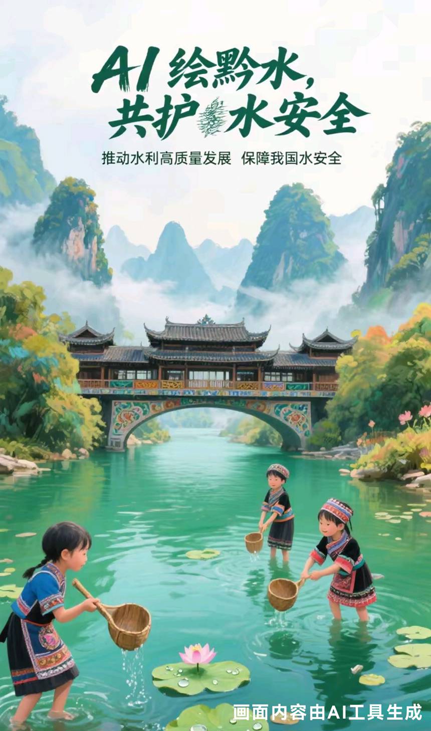 三等獎作品：《AI繪黔水，共護水安全  》 創作設計：丁靜茹 