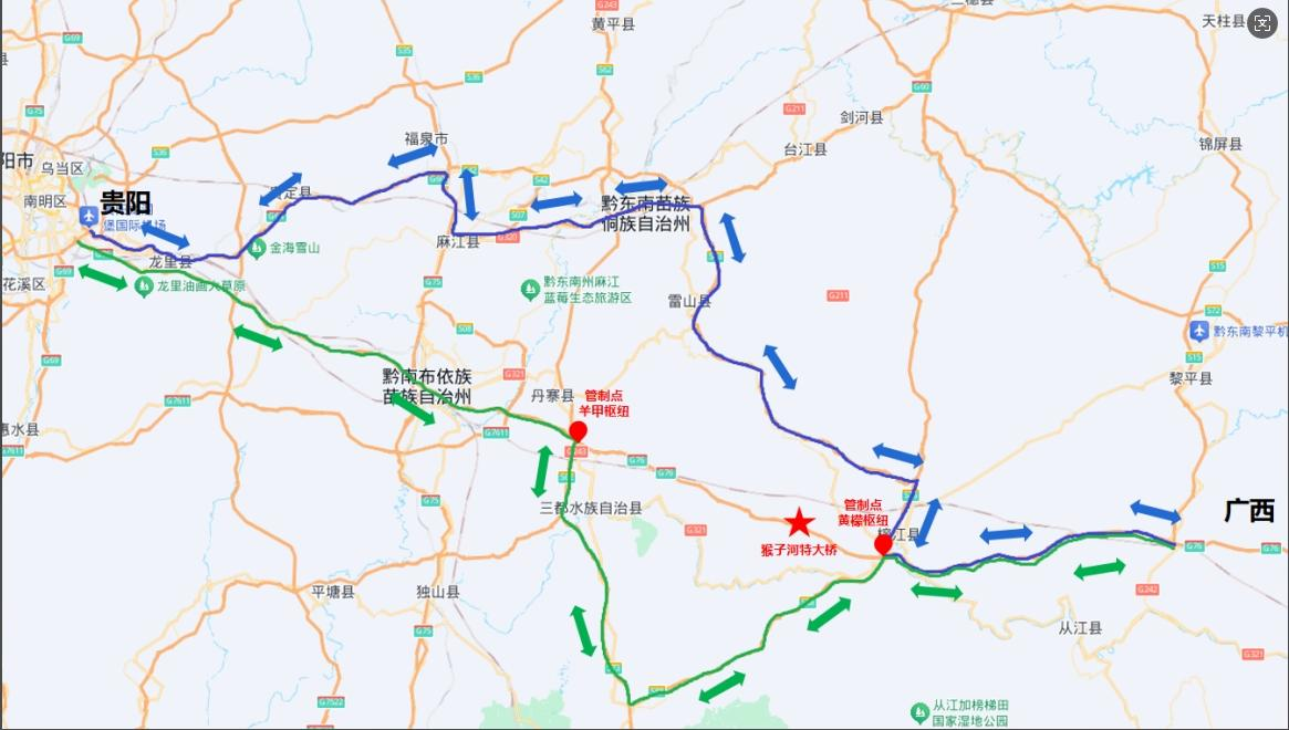高速公路推荐绕行路线示意图。
