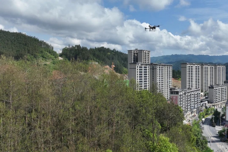 护林队员利用无人机开展巡护林工作。