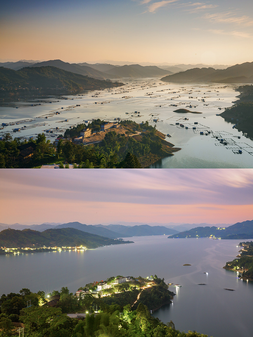 黔西南州安龍縣萬峰湖鎮巷灣村萬峰湖治理前后的變化。杜福仁攝