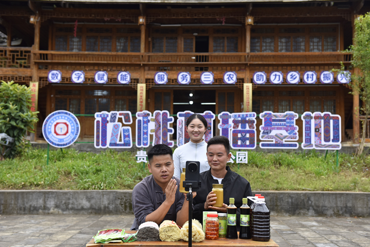 苗家代雄在大兴村播基地直播。