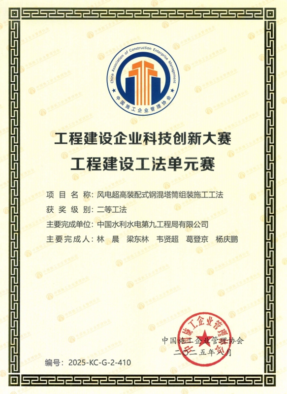 3.水电九局多项成果荣获工程建设行业高推广价值专利大赛专利奖