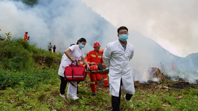 9月19日麻阳河保护区森林防灭火扑救演练现场。