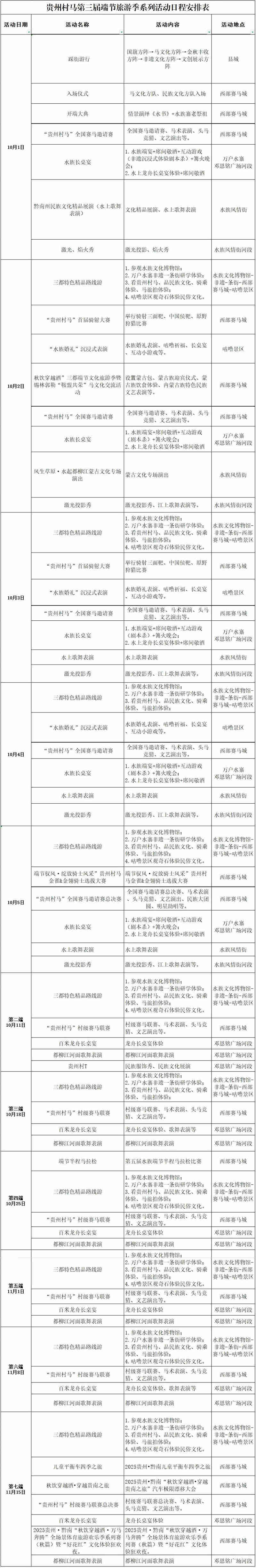 过端节日安排表。