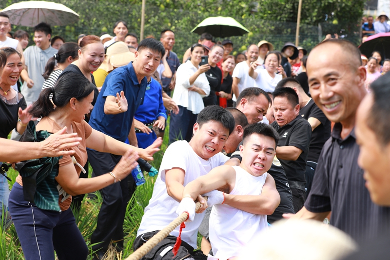 南明农民丰收节拔河活动现场。 吴麟钦 摄